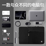 WIWU电脑包手提适用于苹果笔记本macbookpro华为联想拯救者戴尔大容量 精致黑【升级双围款】 14英寸