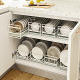 御仕家厨房置物架台面单层碗盘收纳架橱柜内放碗架碟架水槽沥水篮免安装 单层碗架-白色