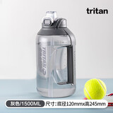 乐扣乐扣（LOCK&LOCK）健身顿吨桶运动水壶大容量户外男女便携运动水壶塑料吸管杯太空杯 灰色【健乐款】 1500ml