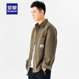 罗蒙（ROMON）衬衫外套男士春秋季翻领宽松外穿衬衣上衣舒适纯棉工装夹克男装 卡其 L