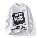 Foss Phil毛衣男加绒针织衫秋冬季款圆领加厚打底青少年学生简约韩版长袖 JHMS-2025白色款 常规 XL 【建议145-160斤】