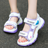 李宁热女童凉鞋夏季2025新款儿童时尚沙滩鞋中大童女孩软底防滑透气 紫色 37