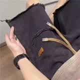 衣然呈品潮牌破洞牛仔短裤男直筒宽松休闲简约大裤衩夏季百搭五分裤子男士 黑色破洞 M【建议95-115斤】