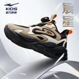 鸿星尔克（ERKE）童鞋童中性儿童晨星IP款旋钮扣缓震休闲运动鞋正黑/浅亚麻39