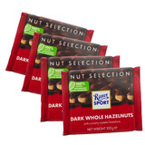 瑞特滋（RITTER SPORT） 德国进口全榛子果仁牛奶黑巧克力排块100g*4块瑞特斯波德 全榛子黑巧100g*4块组合装400g