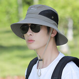 比弗利狼男遮阳帽子夏天透气渔夫帽情侣旅游登山户外盆帽沙滩骑车太阳网帽 豆绿色两侧网格登山帽105款 均码尺寸大小可调