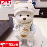 史泰萌（ShiTaiMeng）手工关节熊玩偶泰迪熊公仔毛绒玩具抱枕布娃娃女友圣诞节生日礼物 小熊背带五件套+白熊 30厘米+礼袋+纸箱包装