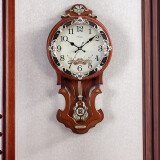 汉时欧式钟表挂钟客厅大号时钟创意摆钟艺术挂表时尚壁钟石英钟表HP07 棕色中号(石英机芯）