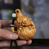 小叶黄杨木雕刻手把件文玩把玩件男随身盘玩祥龙葫芦实木汽车挂件 崖柏木