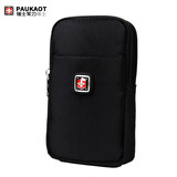 PAUKAOT维士运动腰包穿皮带情人节手机包多功能迷你小挂包腰带包手机腰包 黑色 双层小号4.7寸(高14*宽8.5) 