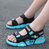 轩途诗新款夏季儿童凉鞋男中大童防滑软底男孩小童魔术贴凉鞋男沙滩鞋 8276黑绿色 #31