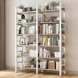 密林书架置物架落地学生家用多层收纳架客厅铁艺书柜储物架 六层白100