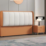 床头软包靠背实木床头板2023新款落地网红简约现代科技布床靠单买 床头+岩板柜1个【备注颜色面料】 1.8米长床头