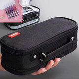 朴多2025笔袋男多层初中生高中生简约小学生铅笔袋文具盒大容量创意潮流多功能男孩子拉链帆布笔盒耐脏 黑色五层+8黑2红2蓝笔