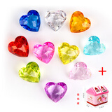 透明亚克力仿真儿童无孔爱心宝石玩具哄小孩惊喜宝贝奖励礼品礼物 十色各一颗+储钱罐