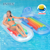 INTEX 新58802充气扶手靠背浮排水上休闲冲浪浮排儿童玩具 蓝银随机发