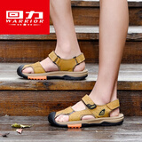 回力凉鞋男夏季户外沙滩鞋头层牛皮包头防撞男士凉鞋潮流防滑溯溪鞋 02卡其色 41（皮鞋尺码大运动鞋一码）