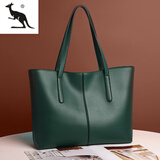 酷奇袋鼠2025新款托特包大容量拼接软皮女包简约休闲单肩包通勤百搭手提包 绿色 有隔层
