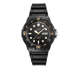 卡西欧（CASIO）男女表学生手表运动手表 夜光防水石英表带星期日历腕表 黑表浅橙字MRW-200H-1E