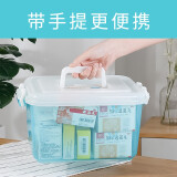 茶花收纳箱小号透明整理箱塑料储物箱手提带盖零食化妆品首饰收纳盒 透明蓝色(8.5L)1个
