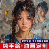画百将油画定制照片人物转手绘纯手工真人肖像代画风景宠物婚纱照装饰画 纯手绘油画【来图定制】 肖像/风景/宠物/定制不限题材