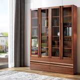 天坛家具书柜 环保实木榆木板木组合书柜 玻璃门书橱 现代新中式书柜 两门 长800mm宽325mm高2100mm