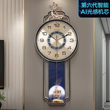 康巴丝（Compas）新中式福鹿日历挂钟家用时尚时钟客厅钟表高档轻奢大气 3348一鹿向前（AI智能机芯）