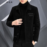 茄克斯 毛呢外套男士夹克秋冬季短款韩版休闲潮流青年保暖翻领呢子大衣 8222黑色 M