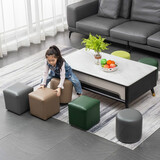 孜度小凳子实木创意矮凳皮凳子客厅换鞋凳小圆凳简约坐墩沙发凳板凳子 卡其色方凳