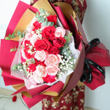 初情小礼母亲节鲜花同城配送红玫瑰花束生日礼物送女生女友朋友花店 33朵混色玫瑰花束