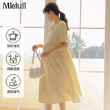 米度丽孕妇连衣裙夏季大码女装孕妇装春夏薄款春秋孕妇裙子夏天仙女 杏色（时尚V领 冰爽透气） XL【建议体重：130-160斤】