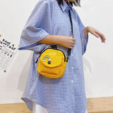 叕二叕 迷你帆布包 可爱小包包潮流行百搭帆布斜挎包韩版休闲单肩小方包 黄色