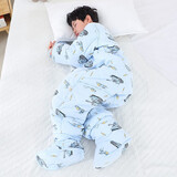 初贝（CHUBEI）大童睡袋婴儿宝宝小学生儿童成人春秋冬薄加厚连体睡衣分腿防踢被 加厚有脚套坦克 3XL建议身高115-125（130码）