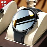 筱岙苹果机适用iwatch华 GT5智能手表男密码锁生日礼物腕表高档蓝牙通话来电信息提醒心率血压开车血糖 升级款黑色皮带【接打电话、健