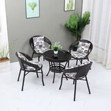 宁悦工匠阳台桌椅休闲庭院藤椅三件套室内茶几腾椅客厅户外高靠背椅子组合 一桌四椅赠送【坐垫+抱枕】深咖