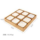 NUOLIKES 日式竹制九宫格干果盘多格网红火锅盘酒店分格方形餐盘调味碟套