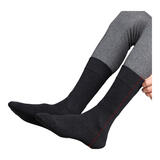 溪见锦长筒袜子男士秋冬季高腰男袜纯色商务高筒袜长款黑色吸汗百搭袜 黑色 2双