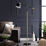 络曼（LUOMAN）落地灯客厅卧室北欧风轻奢后现代摇臂书房立式阅读灯可调高度角度 EA2143脚踏开关