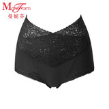 曼妮芬蕾丝高腰平角裤舒适时尚性感提臀女棉质内裤亲肤底裤棉 022 黑色 1条 M (160)