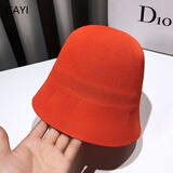 JIASHENGXI 网红款渔夫帽子女夏天遮脸日系棉麻透气薄款钟型复古水桶帽韩版潮秋冬毛呢保暖 橘红色-棉麻水桶帽 M(56-58cm)