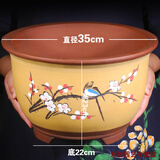 花盘陶瓷特大号紫砂花盆大号兰花盆阳台种菜盆栽花卉特大号陶瓷花盆 35cm黄色点彩特大号 尺寸如图所示