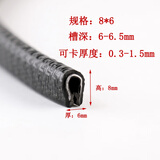 佩尔森 u型橡胶条包边条骨架密封防撞条机械锋利钣金防割手封边 黑8*6mm(卡0.5-2mm) 【一米】