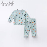 戴维贝拉（DAVE＆BELLA）男童睡衣儿童家居服两件套女童秋衣秋裤宝宝内衣套装婴幼童服装 狐狸印花 100 cm(建议身高95-105cm）