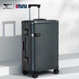 七匹狼行李箱小型20英寸登机箱品牌拉杆箱铝框结实万向轮密码旅行箱商务 墨绿色 24英寸