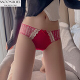 梦瑞尔内裤女士蕾丝低腰提臀冰丝透气内裆棉质 三角裤头女生礼盒装 3306K一：红色+红色+红色 3条 M 建议88-100斤