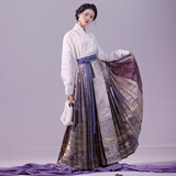 钟灵记【特价微瑕】晴诗:交领飞机袖国风汉元素绣花女明制百褶马面裙 白色飞机袖一件现货 M