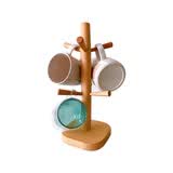 物鸣 陶瓷杯子家用早餐杯水杯情侣水杯 创意个性办公室喝水杯麦片杯牙杯AA131 榉木杯架