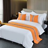 卡玛奴宾馆酒店客房床上用品民宿床尾巾床旗床盖床尾垫装饰条床围巾床搭 桔色升级款 单只抱枕套+芯（50*50cm）