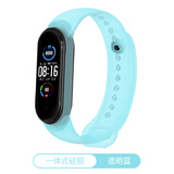 简苏 小米手环4/5/6腕带3nfc版表带冰川透明硅胶智能运动替换带印花三四代卡通创意可爱个性潮六代 透明蓝 小米手环4腕带（NFC版通用）