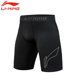 李宁健身短裤男紧身服运动高弹跑步篮球田径训练压缩五分打底裤子 黑色/LOGO款-高弹·透气 L